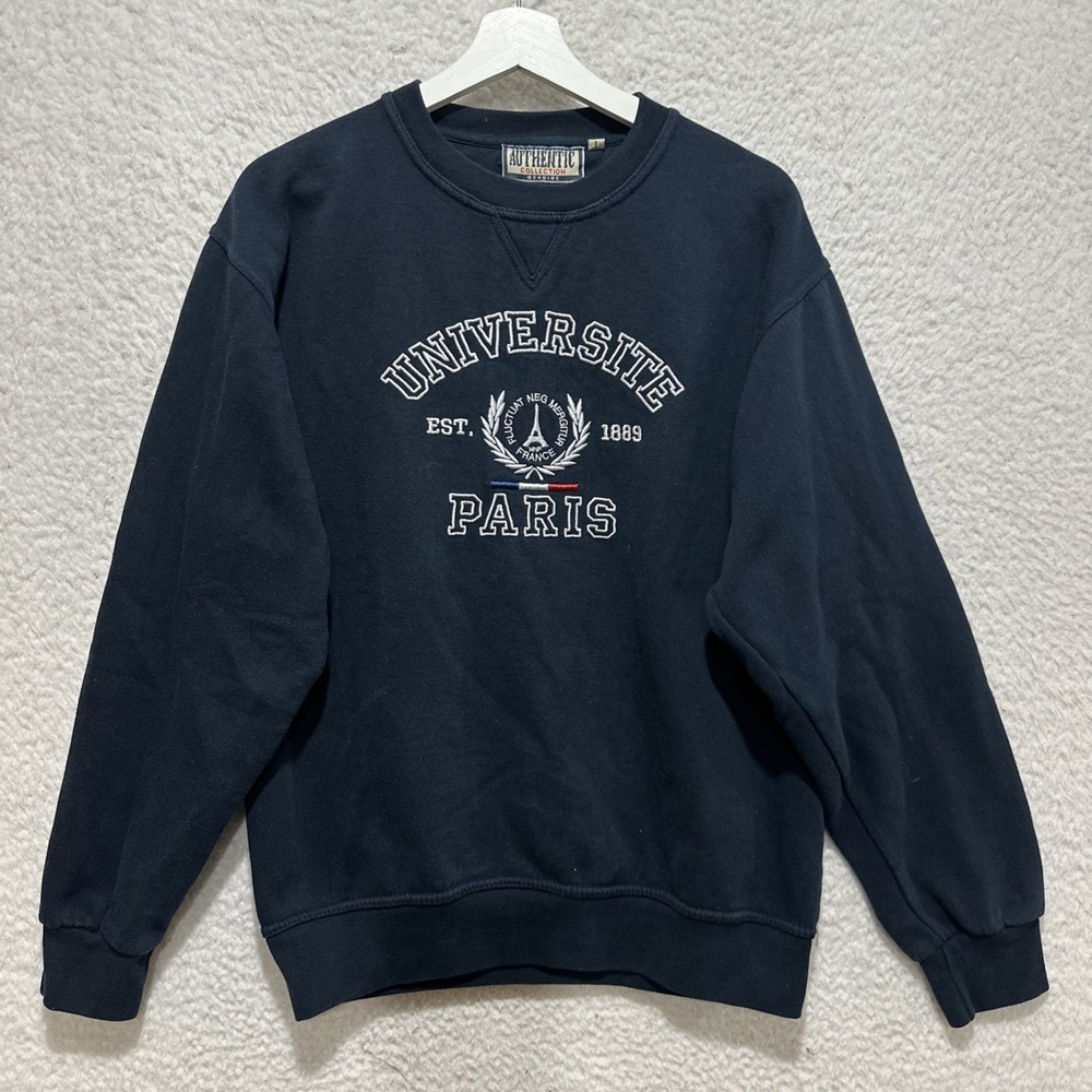 Universite Paris Crewneck Pullover Sweatshirt Size L Navy‎ Blue